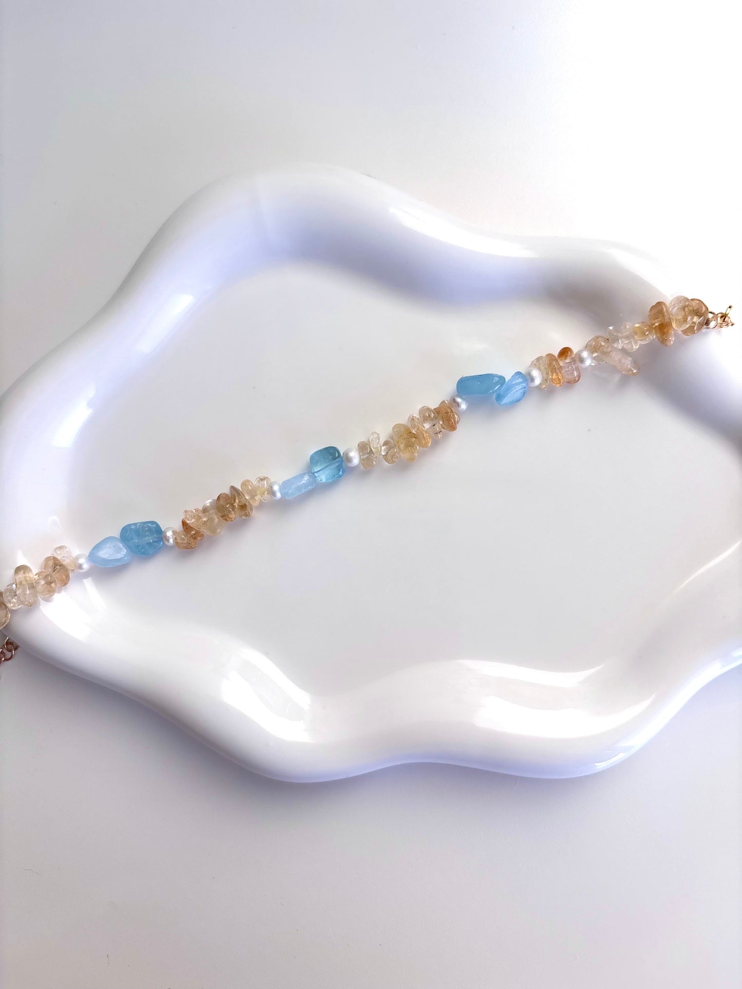 Citrus Tide - Aquamarine, Citrine, Pearl Bracelet