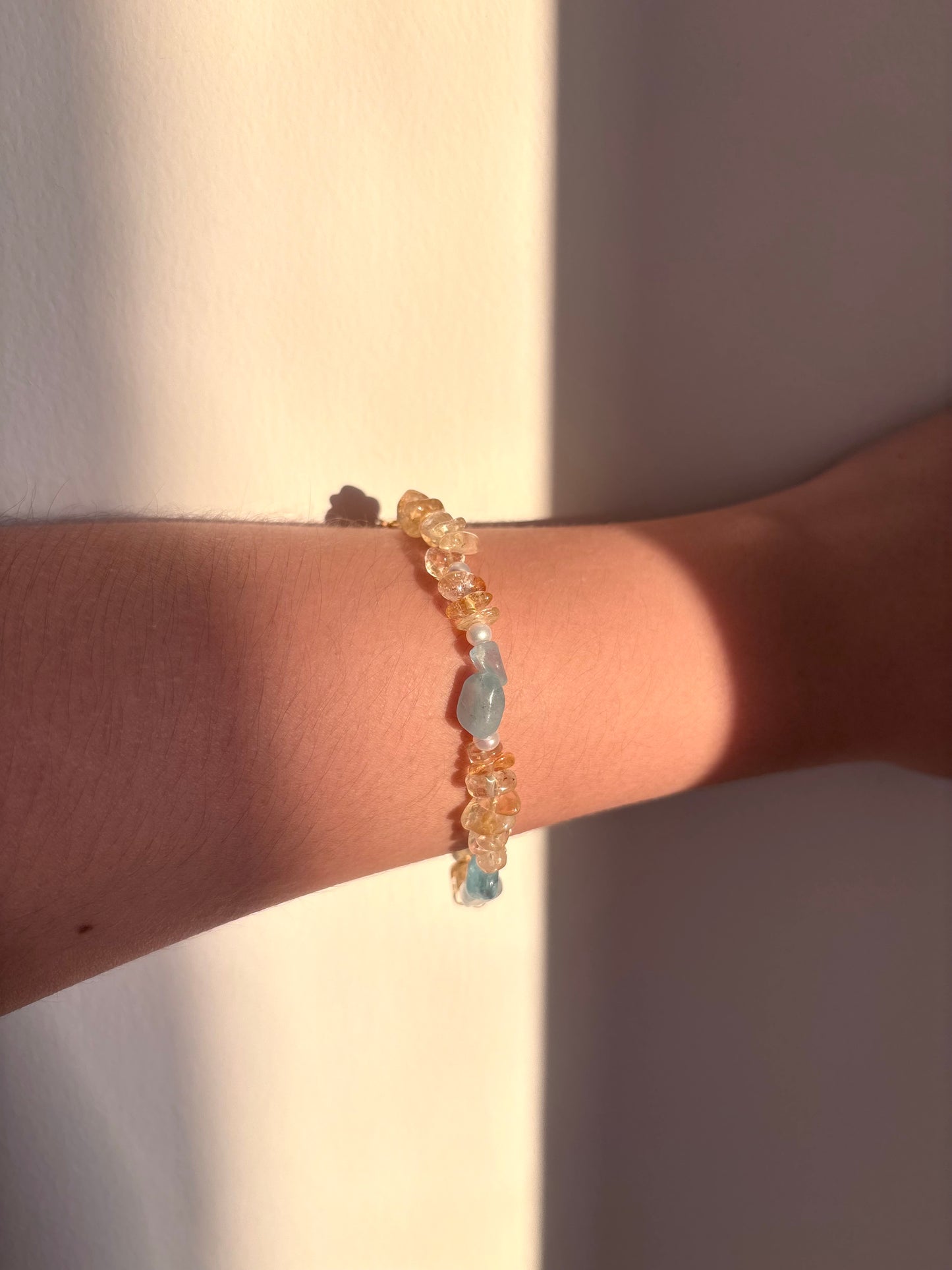 Citrus Tide - Aquamarine, Citrine, Pearl Bracelet