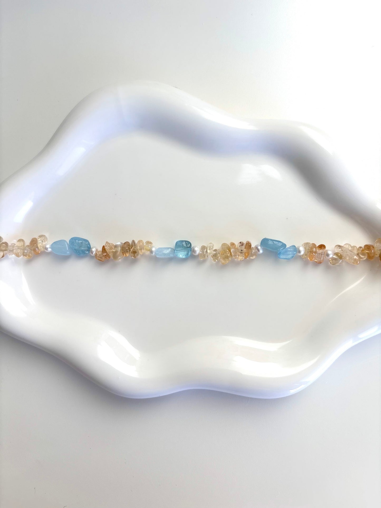 Citrus Tide - Aquamarine, Citrine, Pearl Bracelet