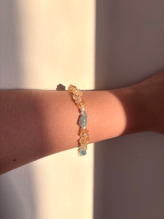 Citrus Tide - Aquamarine, Citrine, Pearl Bracelet
