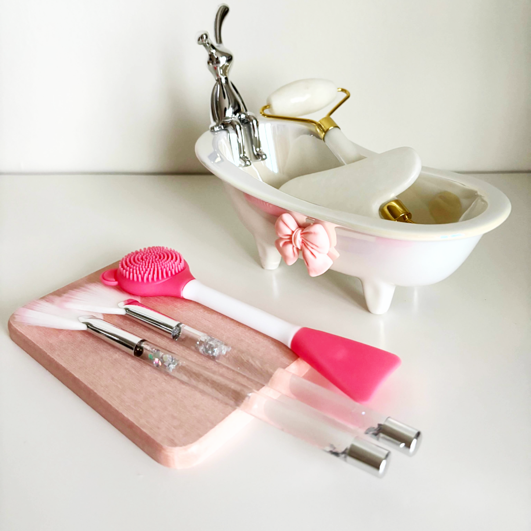 🤍🫧 little ceramic bathtub & stone tray 🛁🧼