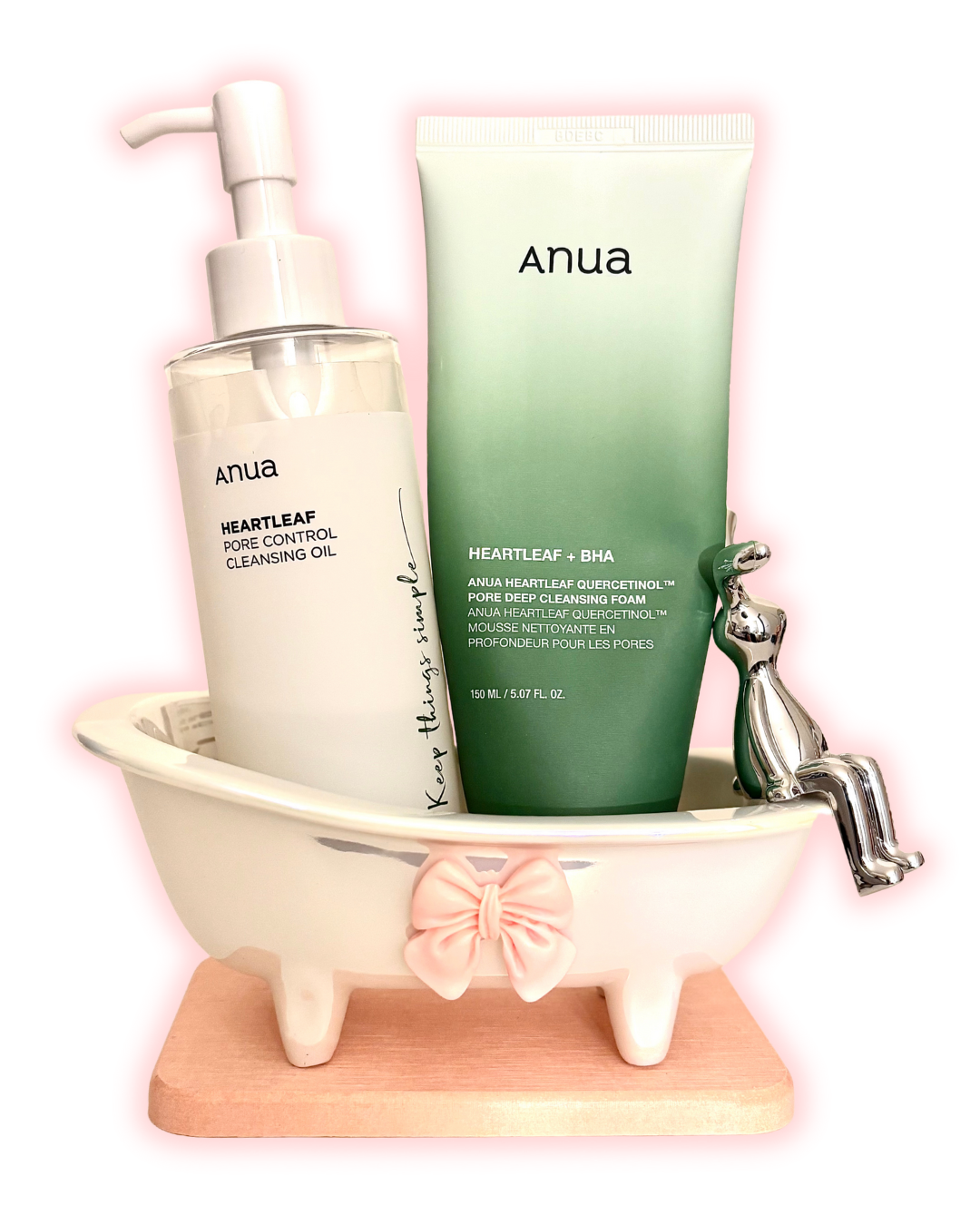 ANUA Heartleaf Cleansing Oil & Cleansing Foam Set with Little Ceramic Tub 🌿🫧